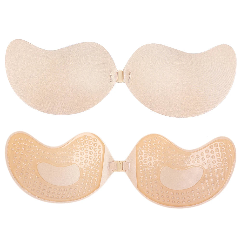 Soutien-gorge push-up invisible pour femme, sans bretelles, dos nus, sans coutures, fermeture à l'avant, soutien-gorge auto-adhésif en silicone