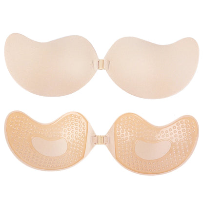 Soutien-gorge push-up invisible pour femme, sans bretelles, dos nus, sans coutures, fermeture à l'avant, soutien-gorge auto-adhésif en silicone