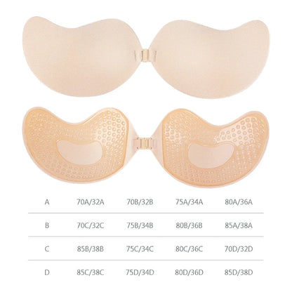 Soutien-gorge push-up invisible pour femme, sans bretelles, dos nus, sans coutures, fermeture à l'avant, soutien-gorge auto-adhésif en silicone