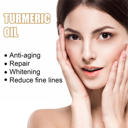 Serum visage au curcuma. Ressere les pores. Repare la mélanine, éclaircit et hydrate. Huile de curcumine nourrit pour attenuer les tâches brunes.