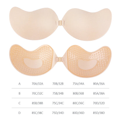 Soutien-gorge push-up invisible pour femme, sans bretelles, dos nus, sans coutures, fermeture à l'avant, soutien-gorge auto-adhésif en silicone